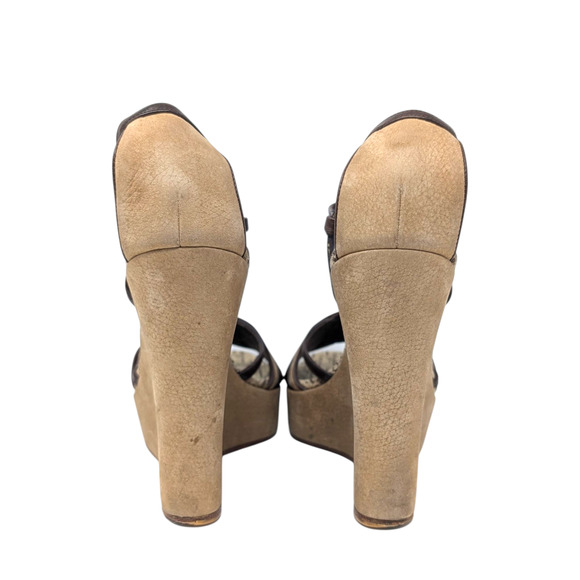 Christian Dior Monogram Strappy Wedge Sandals Brown Beige 39.5 - Picture 9 of 11